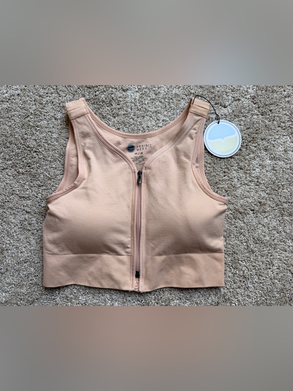 Prairie Wear HuggerPRIMA Wireless ZipFront Bra Compression Medium 34-36 Recovery